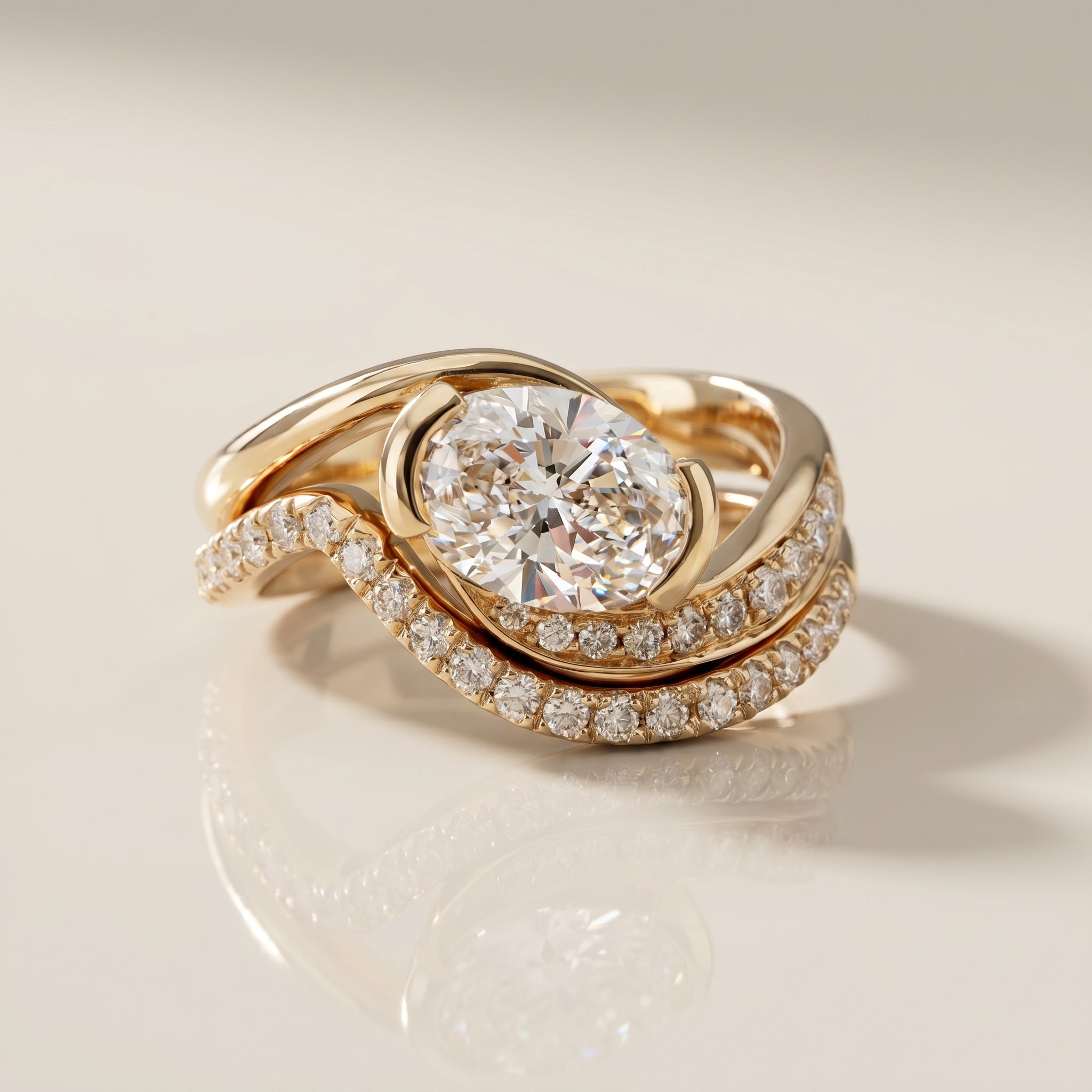 1.0 CT Round Solitaire Moissanite Diamond Bridal Ring Set